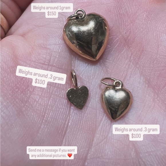 Solid 14k Gold Heart Pendant Set - Picture 3 of 3